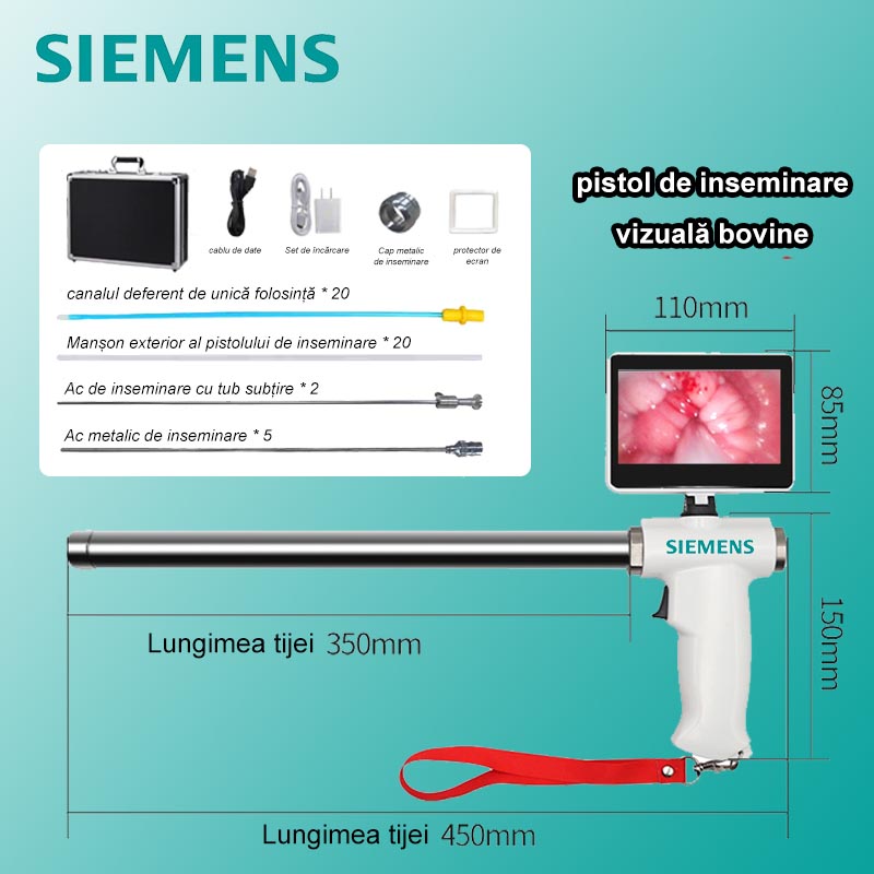 [Versiune standard (pentru bovine)] Pistol de inseminare vizual Siemens + ace de inseminare cu tub subtire * 2 + ace metalice de inseminare * 5 + toc pentru pistol de inseminare * 20 + tuburi de inseminare de unica folosinta * 20 + alte accesorii